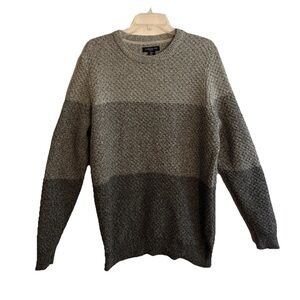London Fog Men's Multicolor Gray Beige Cotton Crew Neck Knit Sweater